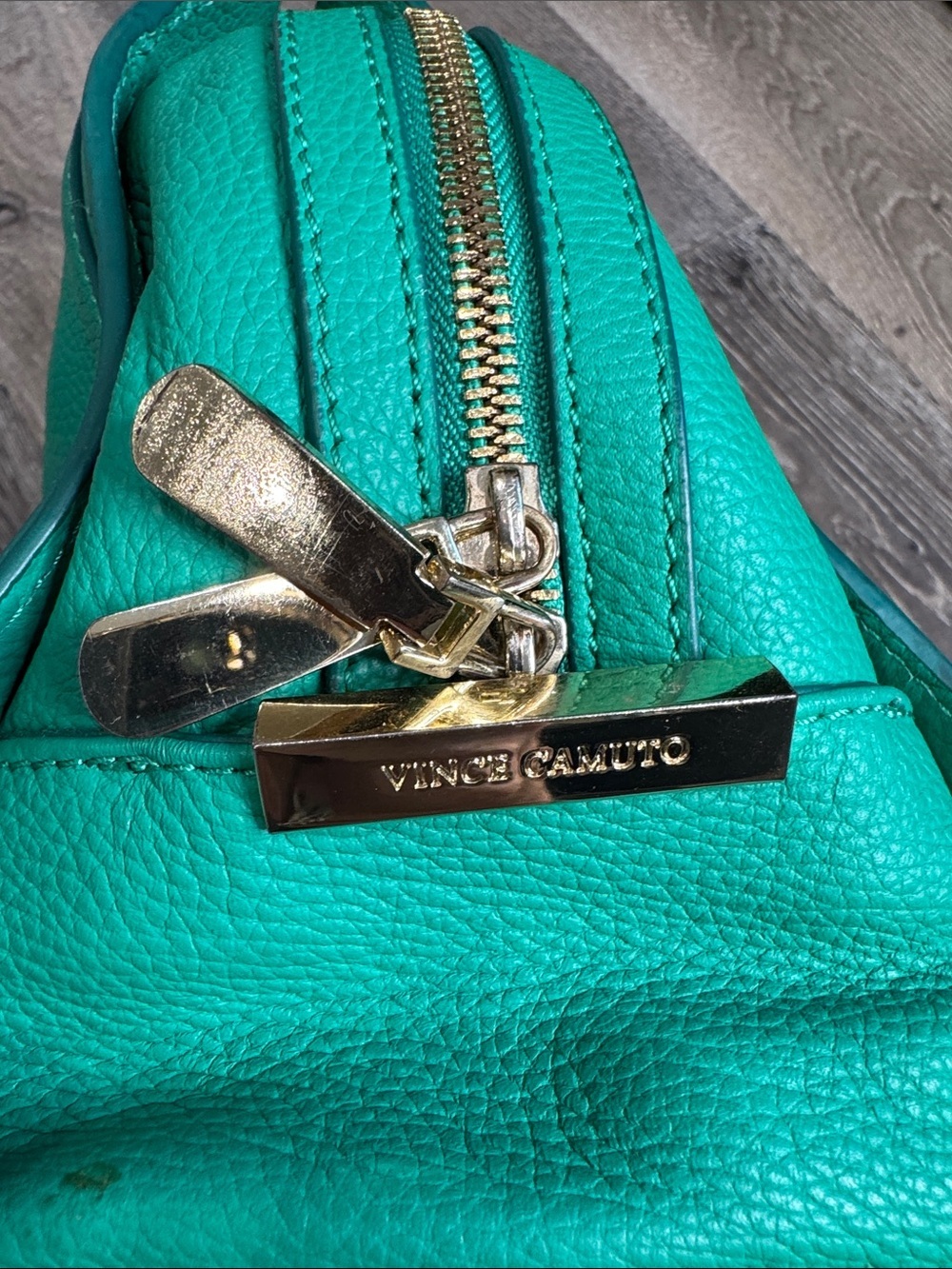 Vince Camuto Kylie Satchel Teal Green Pebbled Leather with Detachable Strap - Picture 8 of 13